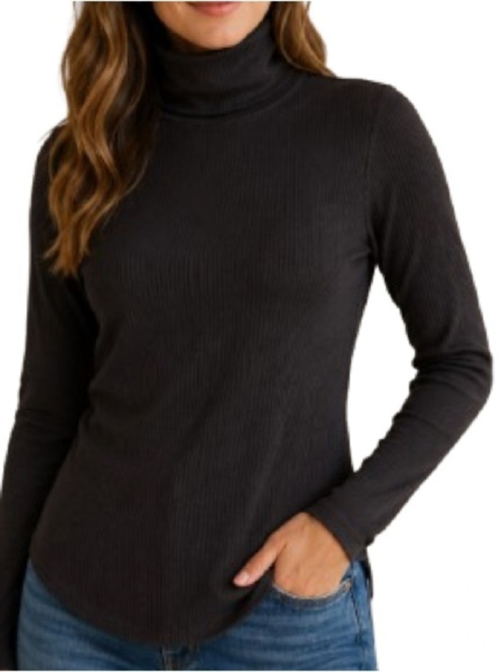 Old Navy Black Ribbed Plush Turtleneck Top Long Sleeve Stretch Women’s M